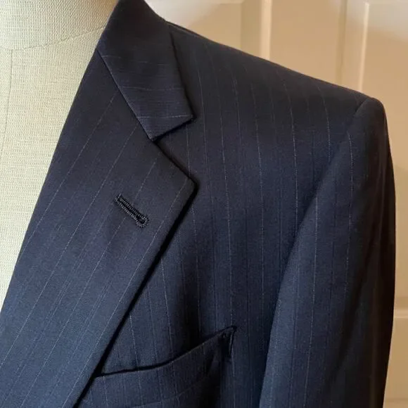EEUC Men's Hart Schaffner & Marx Black Pinstripe Blazer Sport Coat Size 42R - Picture 2 of 5